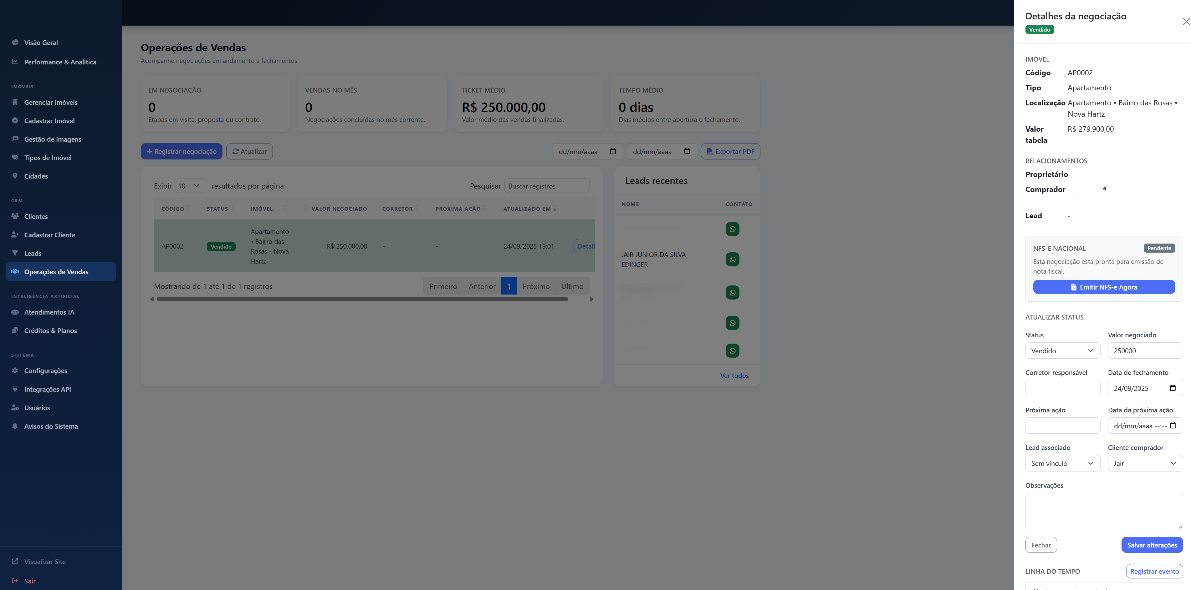Operações de Vendas